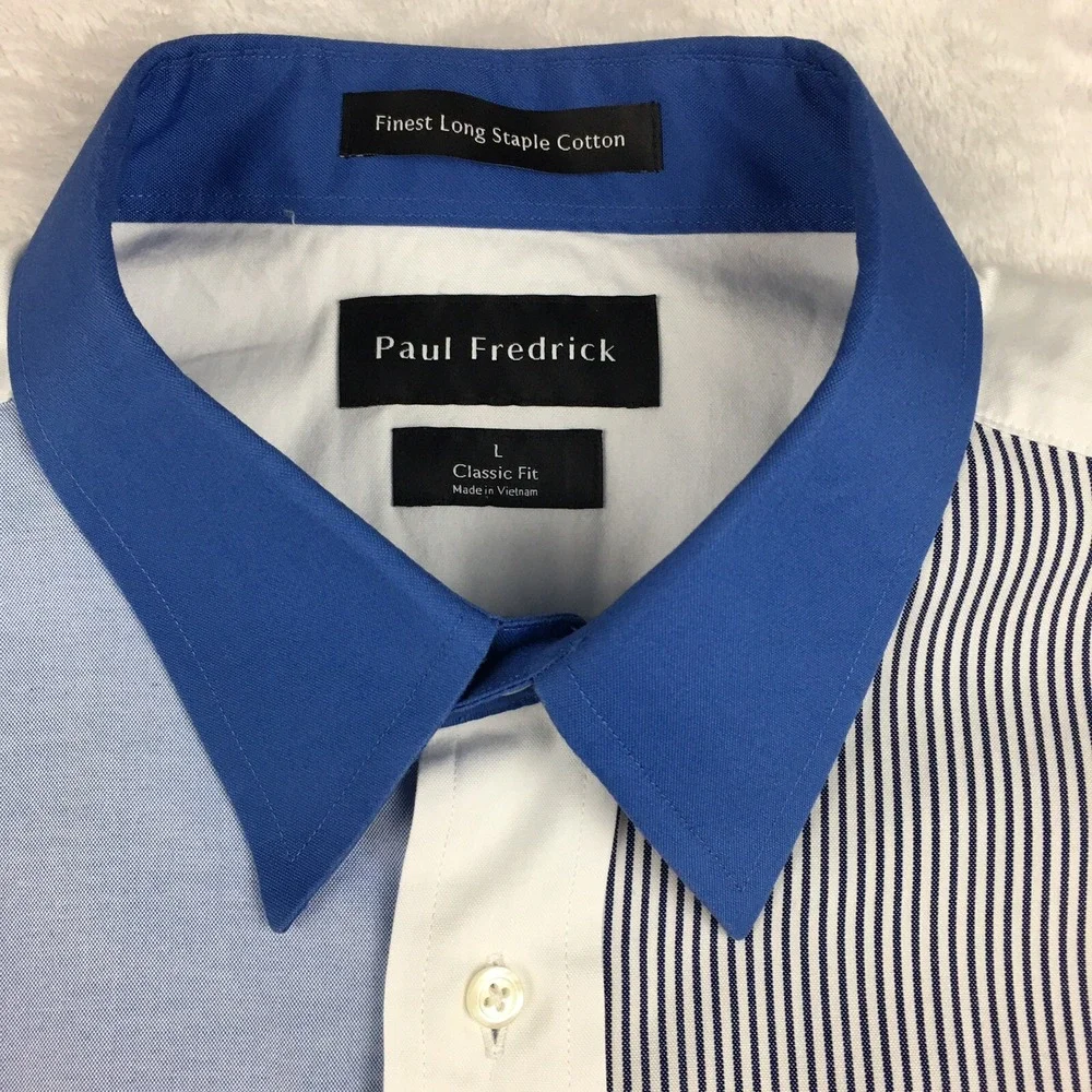 Paul Fredrick‎ Shirt Mens Large Multi-Pattern Panels Classic Fit